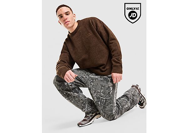Unlike Humans Farrow Knit Oversized Crew Sweatshirt brown