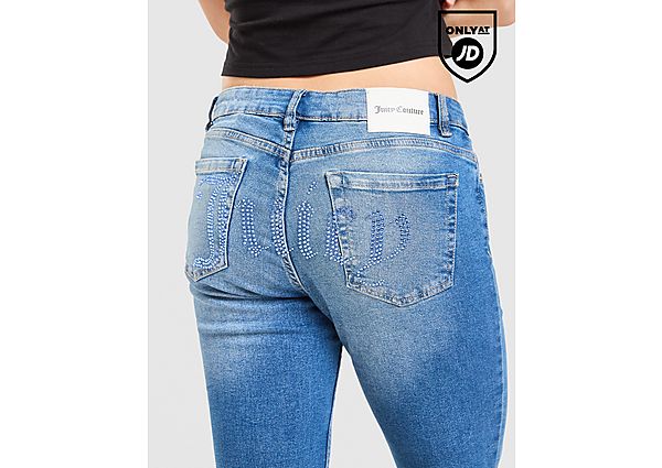 JUICY COUTURE Low Rise Diamante Denim Jeans blue