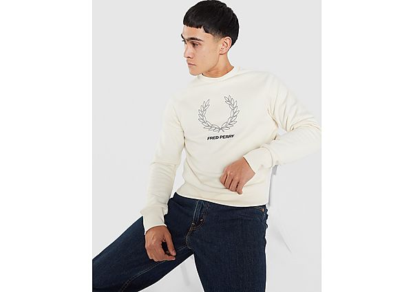 Fred Perry Outline Laurel Wreath Crew Sweatshirt cream