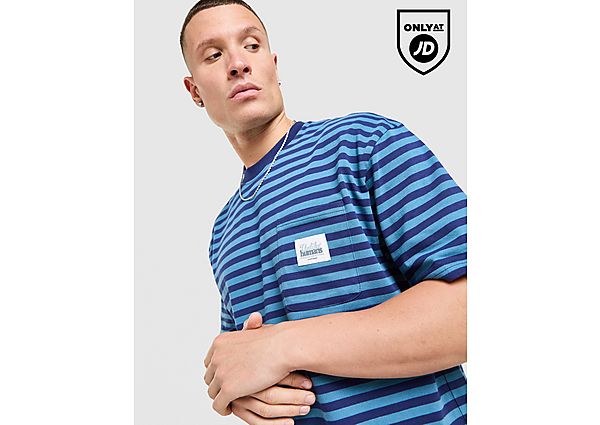 Unlike Humans Wells Stripe Pocket T-Shirt blue