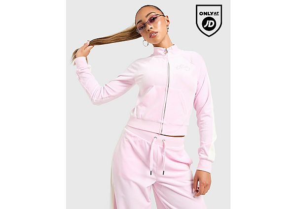 JUICY COUTURE Script Velour Track Top pink