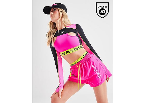 Red Run Activewear Twin Flame Woven Sport Shorts pink