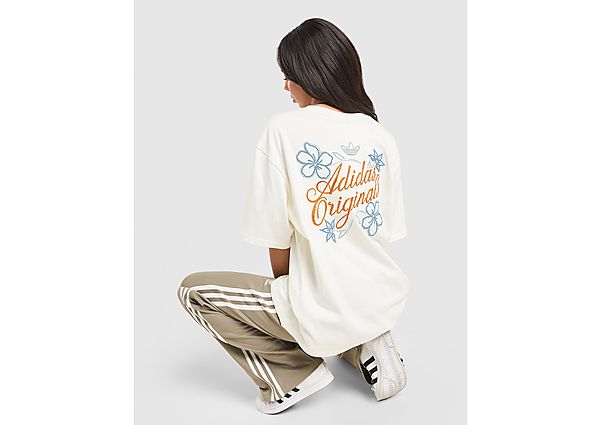 adidas Originals Floral Stitch Boyfriend T-Shirt white