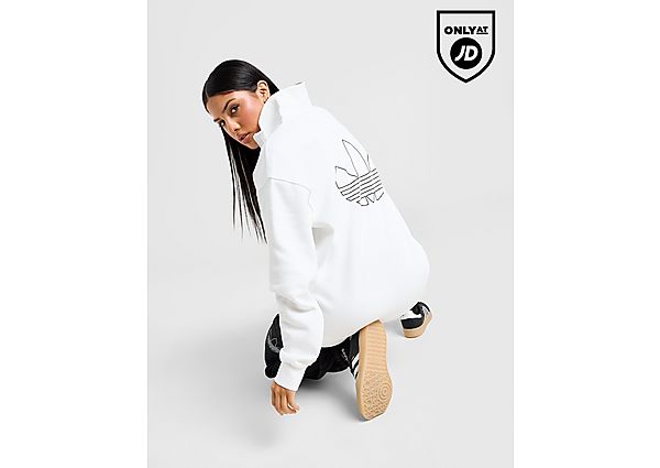 adidas Originals Shine Boyfriend 1/4 Zip Top white
