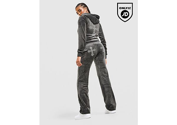 JUICY COUTURE Cross Wash Velour Track Pants black