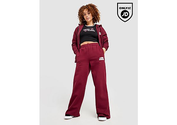 Unlike Humans Bubble Wide Leg Joggers Burgundy