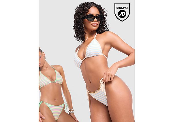Unlike Humans Stripe Triangle Bikini Bottoms white