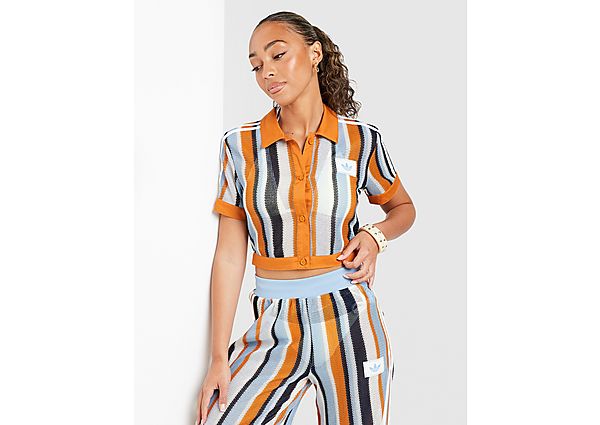 adidas Originals Crochet Crop Polo Shirt Orange