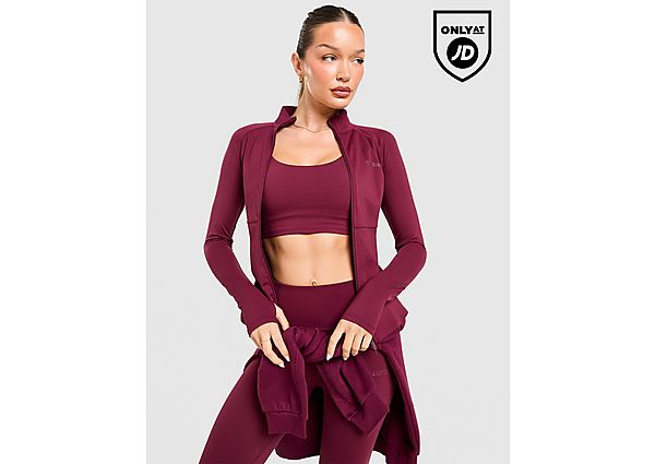 DAILYSZN Full Zip Fit Top Burgundy