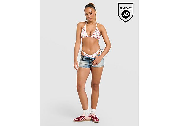 Unlike Humans Cherry Charm Bikini Top white