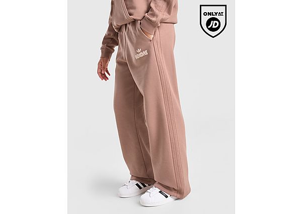 adidas Originals Girls\' Logo Wide Leg Joggers brown