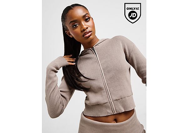 DAILYSZN Knit Crop Hoodie grey