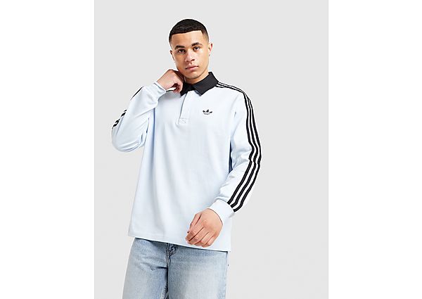 adidas Originals 3 Stripes Rugby Long Sleeve Polo Shirt blue