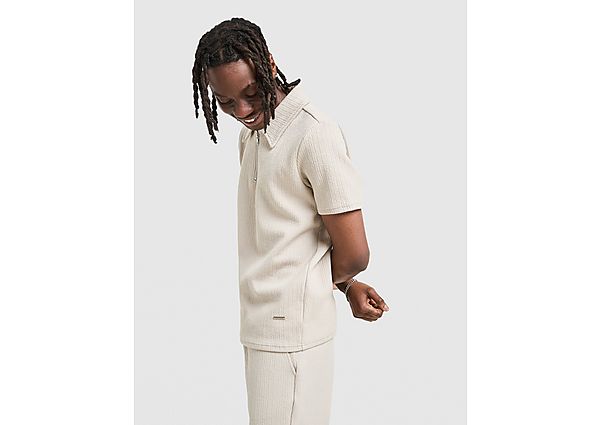 Belier Textured Zip Polo Shirt Beige
