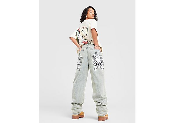 Ed Hardy Flaming Skull Relaxed Jeans blue