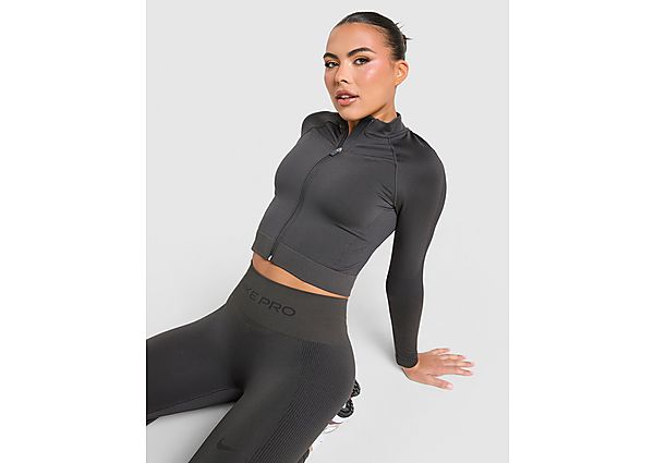 Nike Training Pro Seamless Full Zip Top grey