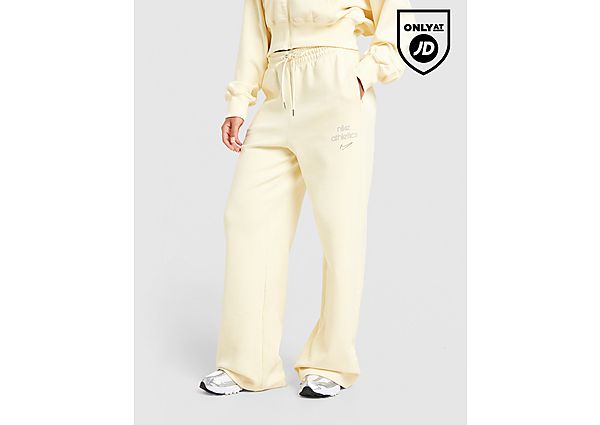 Nike Phoenix Fleece Graphic Swoosh Wide Leg Joggers yellow