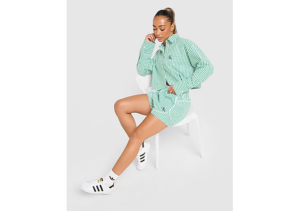 Calvin Klein Striped Poplin Shorts green