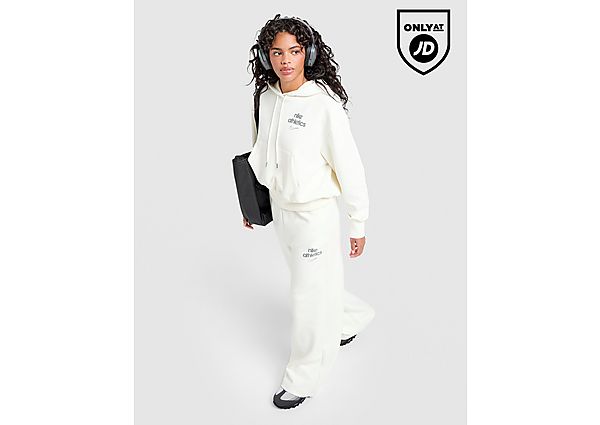 Nike Phoenix Fleece Graphic Swoosh Wide Leg Joggers white