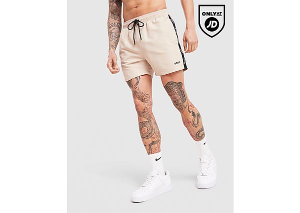 BOSS Repeat Tape Swim Shorts Beige