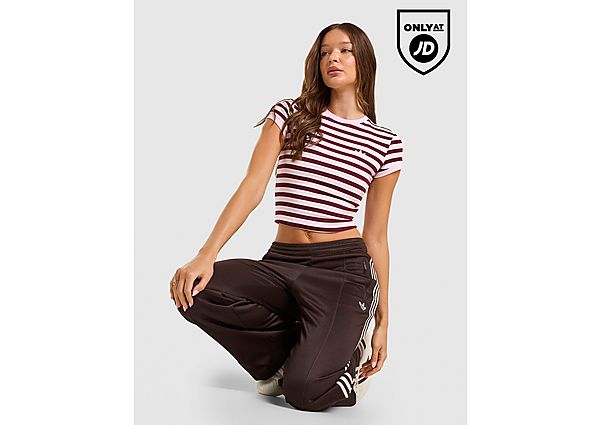 adidas Striped Ribbed T-Shirt pink