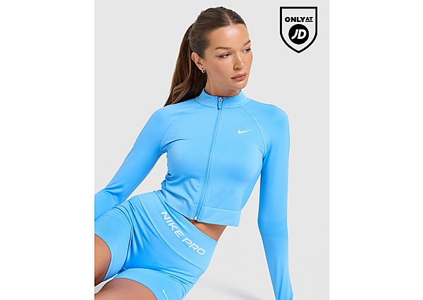 Nike Training Pro Seamless Full Zip Top blue