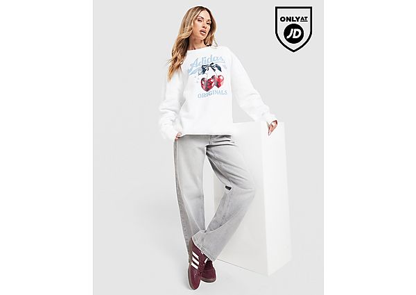 adidas Originals Cherry Boyfriend Crew Sweatshirt white
