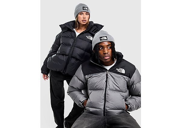 The North Face Logo Box Cuffed Beanie Hat grey