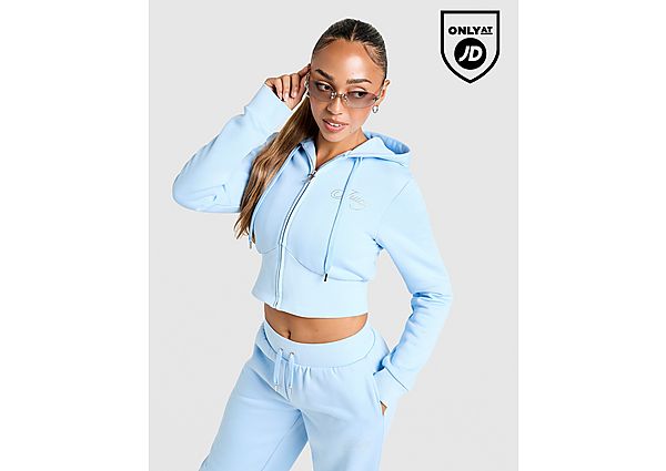 JUICY COUTURE Script Corset Fleece Hoodie blue