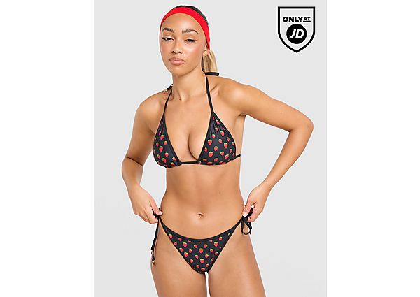 Unlike Humans Strawberry Charm Bikini Top black