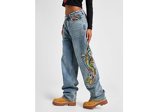 Ed Hardy Crawling Dragon Relaxed Jeans blue