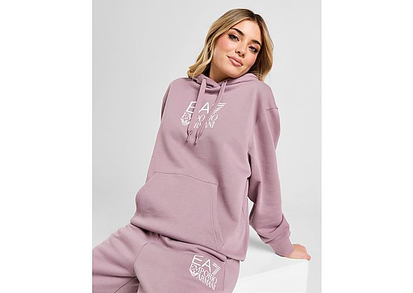 EA7 Emporio Armani Box Logo Oversized Hoodie purple