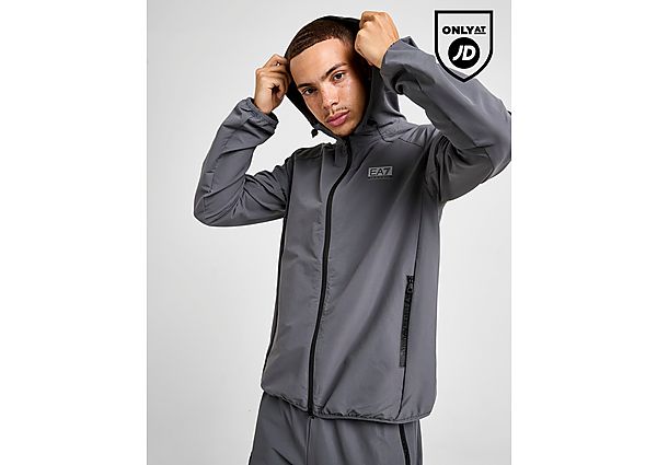 EA7 Emporio Armani Reflective Woven Full Zip Hoodie grey