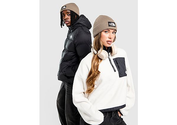 The North Face Logo Box Cuffed Beanie Hat brown