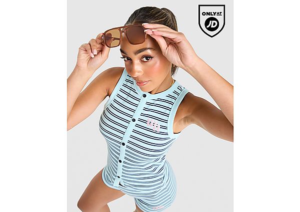 Unlike Humans Mara Buttoned Tank Top blue