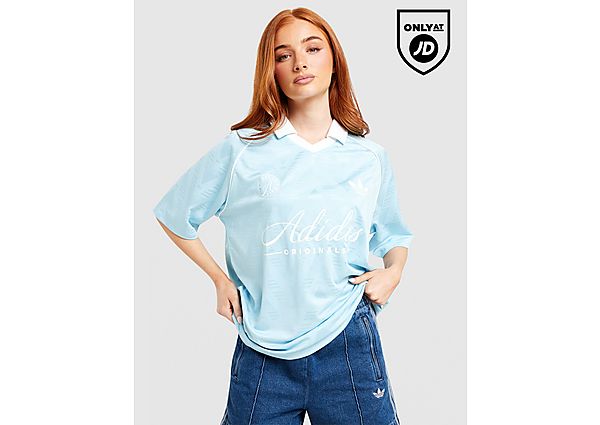 adidas Originals Script Football Collar T-Shirt blue