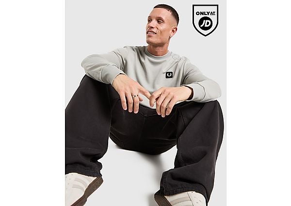Fred Perry Badge Panel Crew Sweatshirt grey