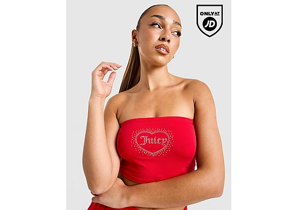 JUICY COUTURE Diamante Heart Logo Bandeau Top red