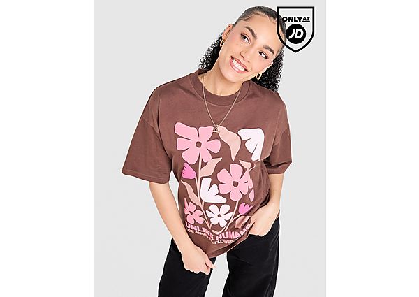 Unlike Humans Flower T-Shirt brown