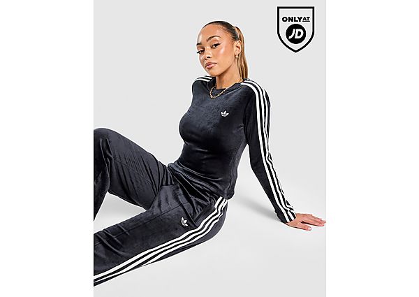 adidas Originals Velour 3-Stripes Long Sleeve T-Shirt black