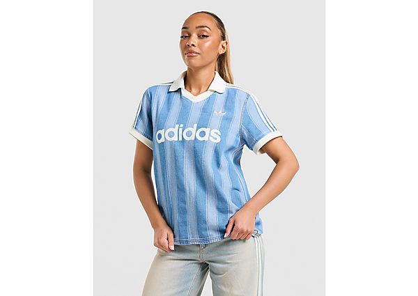 adidas Originals 3-Stripes Denim Football T-Shirt blue