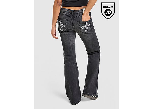 JUICY COUTURE Cross Lace Up Denim Jeans black