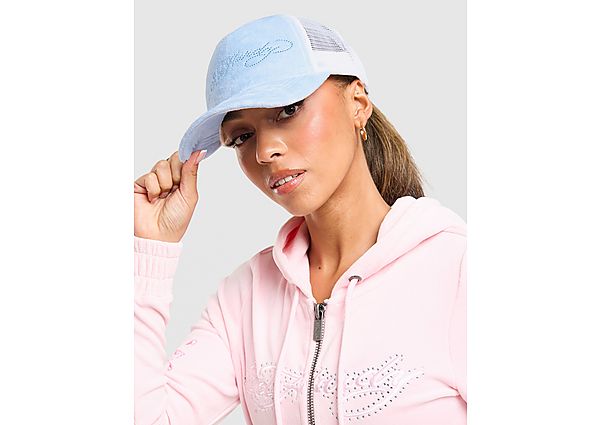 Ed Hardy Diamante Velour Trucker Cap blue
