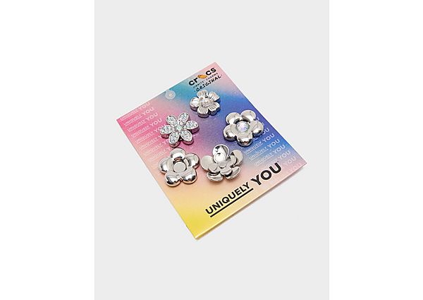 Crocs 5-Pack Silver Flowers Jibbitz Charms Multi Coloured