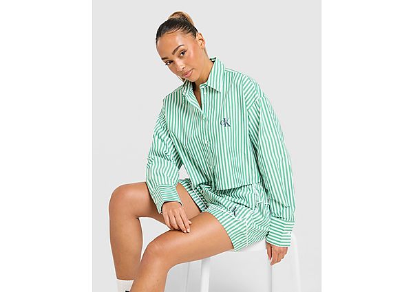 Calvin Klein Striped Poplin Shirt green