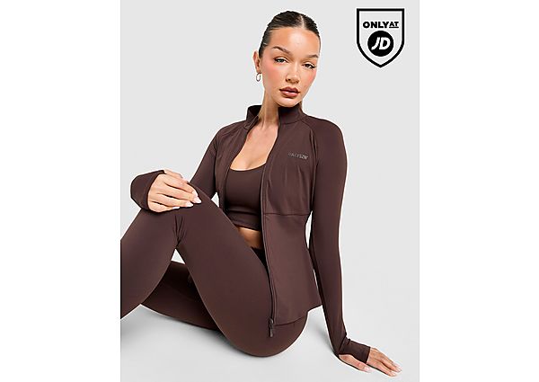 DAILYSZN Full Zip Fit Top brown