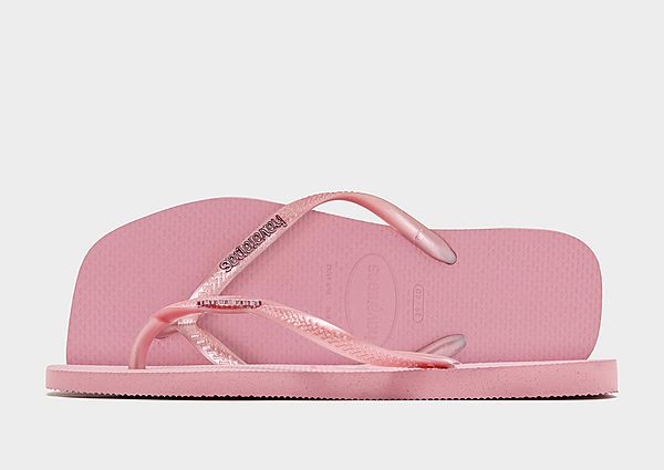 Havaianas Slim Square Logo Metallic Flip Flops pink