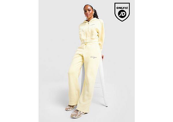 New Balance Ribbed Wide Leg Joggers yellow