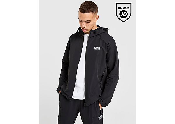 EA7 Emporio Armani Reflective Woven Full Zip Hoodie black