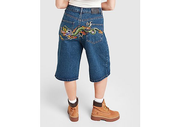 Ed Hardy Crawling Dragon Jorts blue